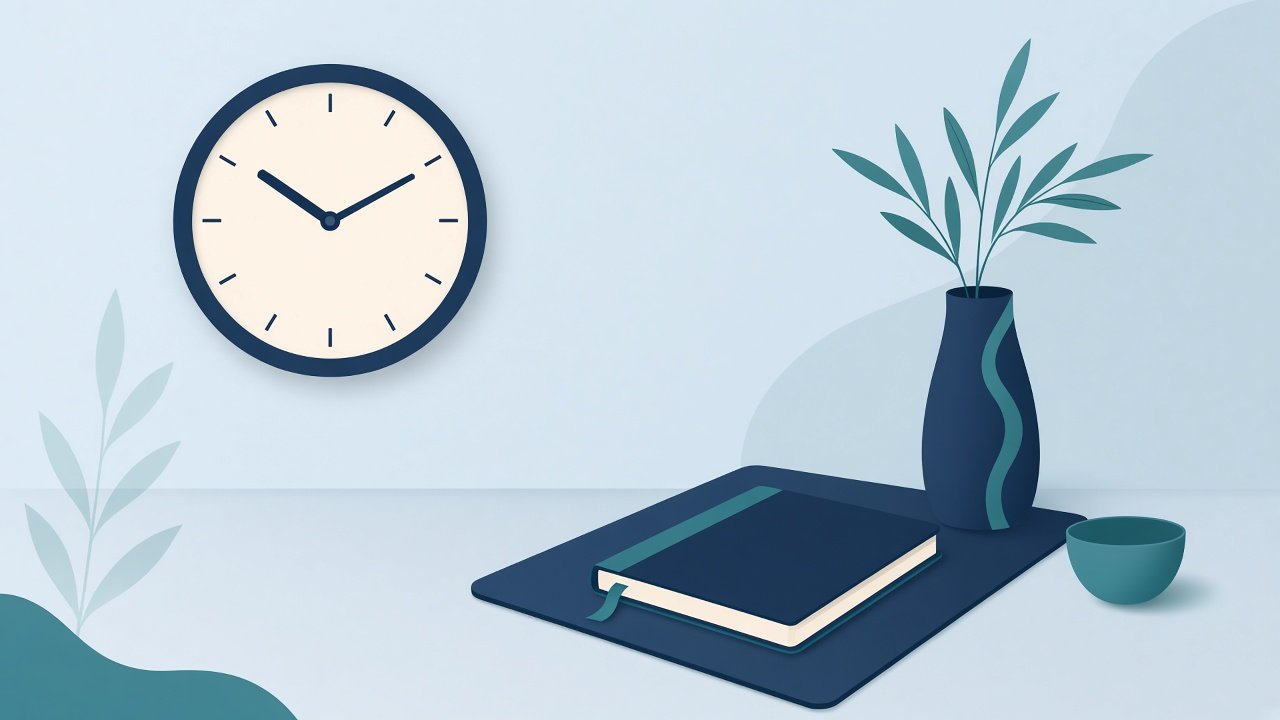 Illustration of a clock and a quiet consultation desk