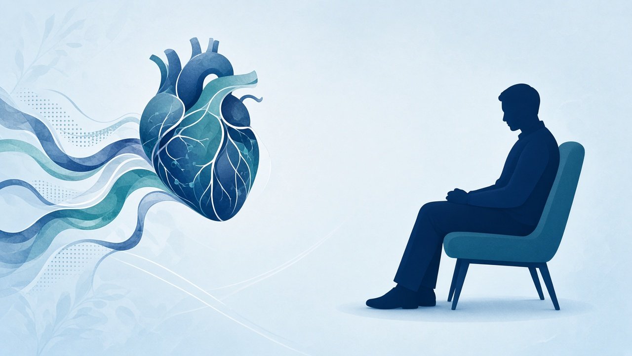 Illustration of heart health and a clinic consultation