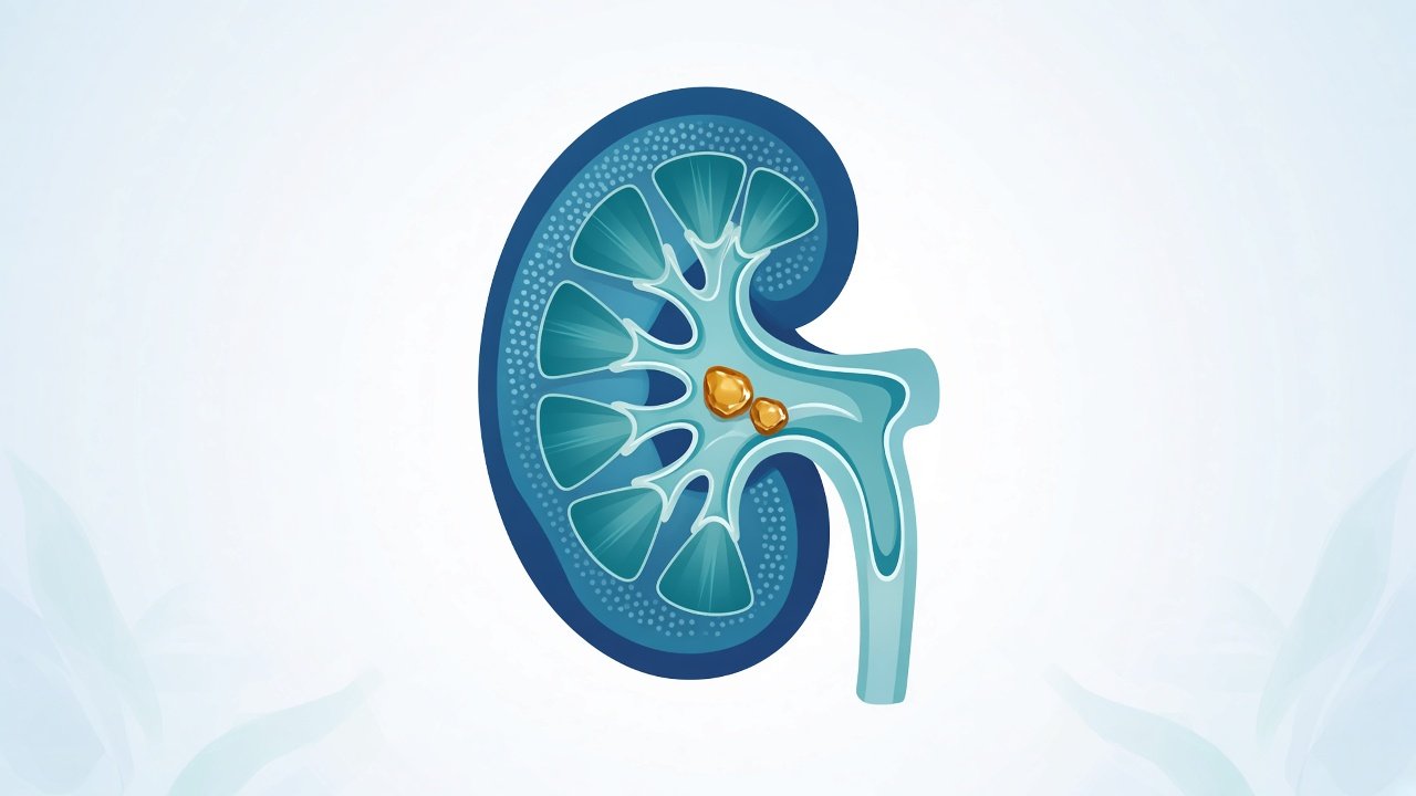 Illustration of a kidney with small stones
