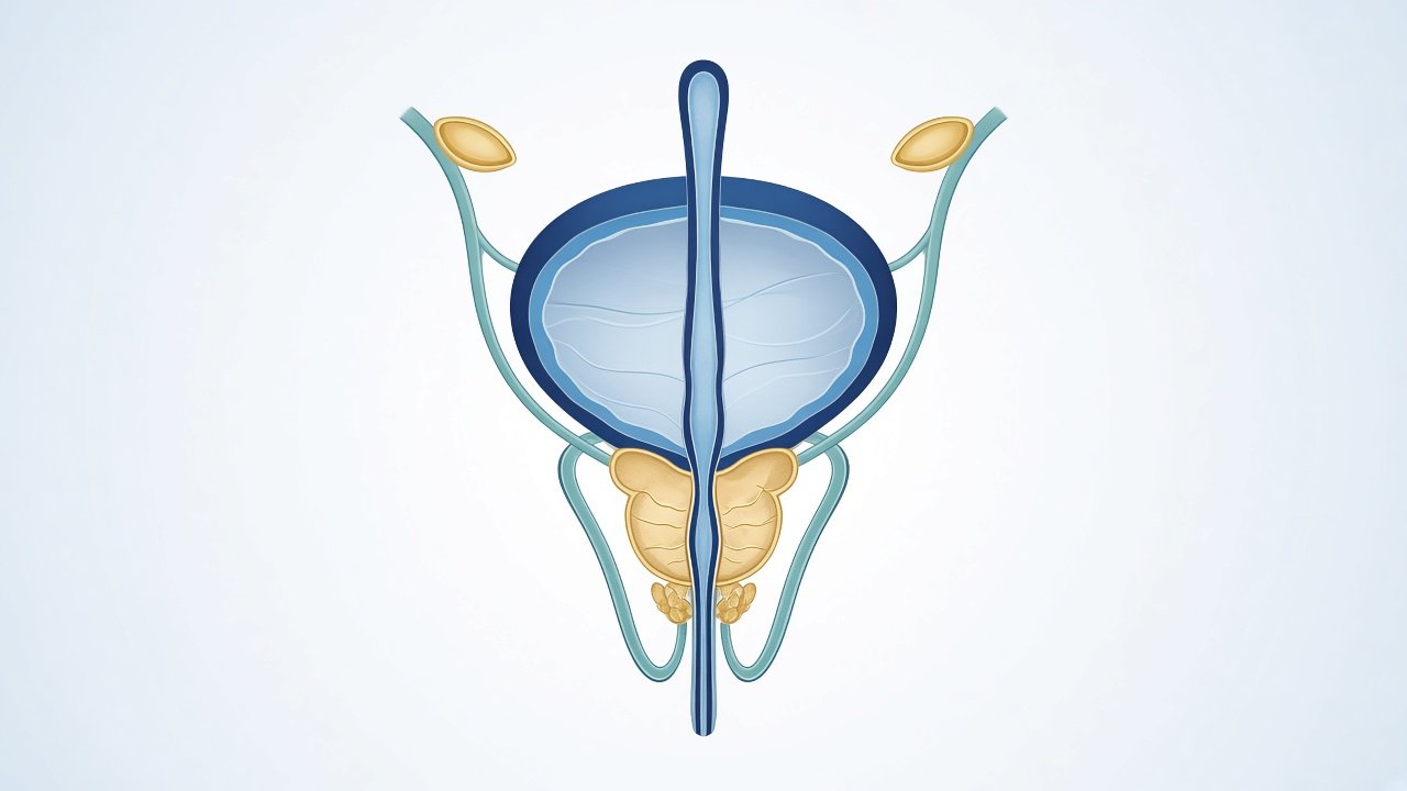 Illustration of the bladder and prostate
