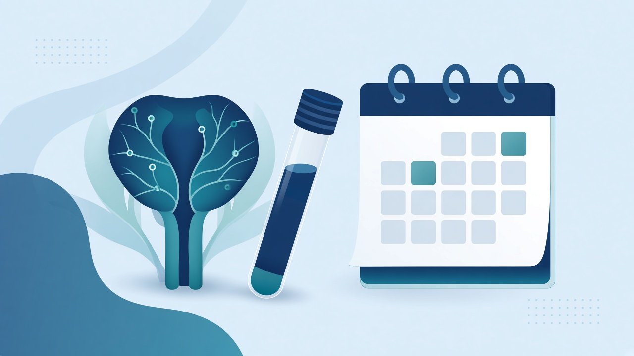 Illustration of a prostate and a blood sample