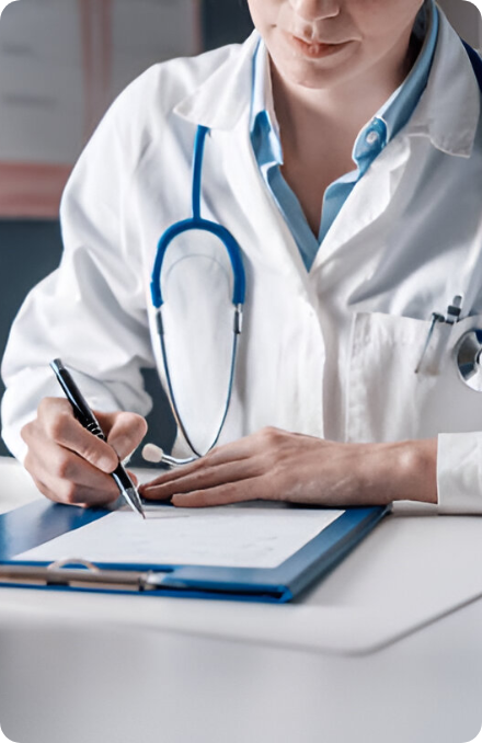 Doctor reviewing patient notes